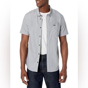 RVCA NWOT mens that’ll do short sleeve button down large pavement grey shirt